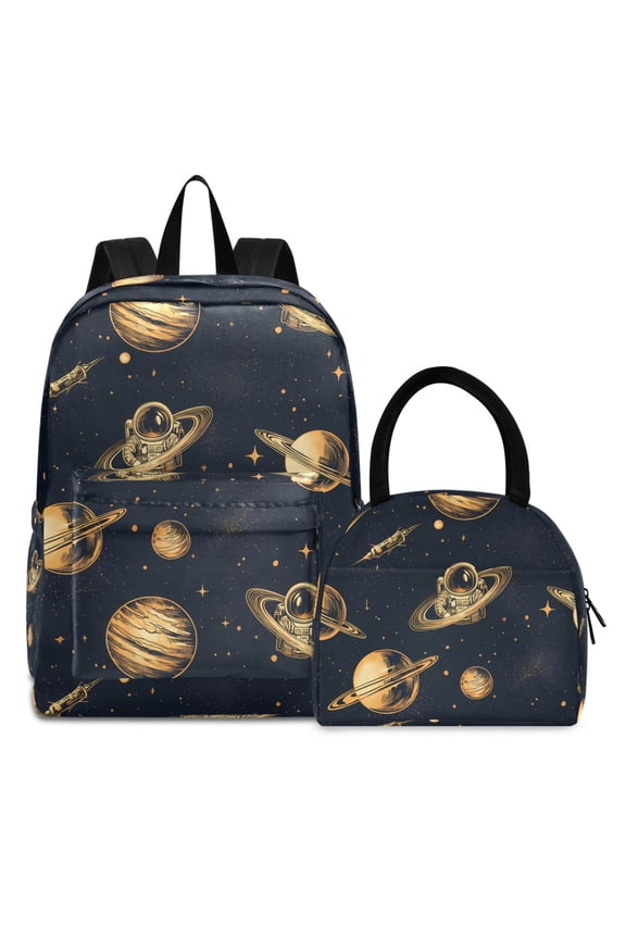 Backpack Set Astronaut Planet Space Elementary School Bags Student BookBag with Lunch Bag