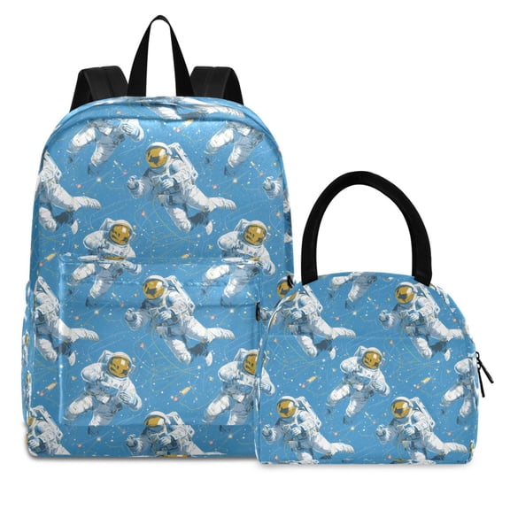 ALAZA Backpack Set Astronaut Space Cartoon Elementary School Bags Student BookBag with Lunch Bag