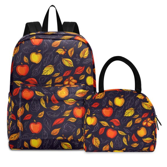 ALAZA Backpack Set Autumn Fruit Leaves Elementary School Bags Student BookBag with Lunch Bag