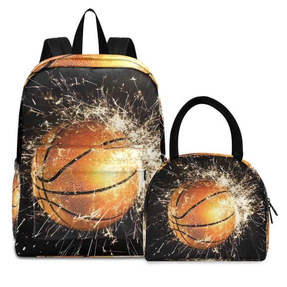 ALAZA Backpack Set Basketball Elementary School Bags Student BookBag with Lunch Bag