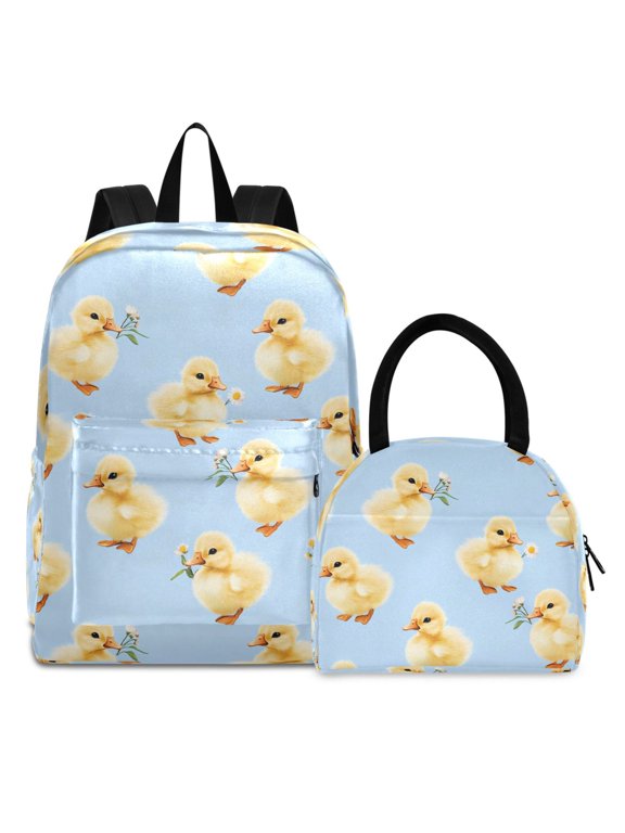 Backpack Set Cartoon Duck Daisy Elementary School Bags Student BookBag with Lunch Bag