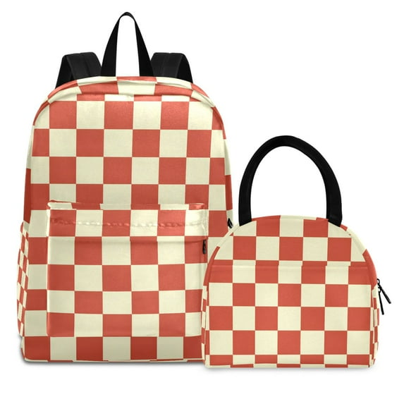 ALAZA Backpack Set Checkered Grid-t6 Elementary School Bags Student BookBag with Lunch Bag