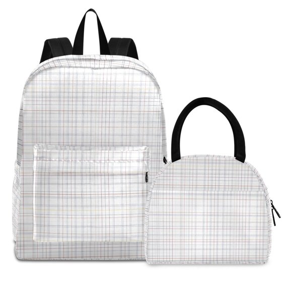 ALAZA Backpack Set Checkered Plaid Pattern Elementary School Bags Student BookBag with Lunch Bag