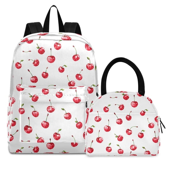 ALAZA Backpack Set Cherry Fruit Elementary School Bags Student BookBag with Lunch Bag