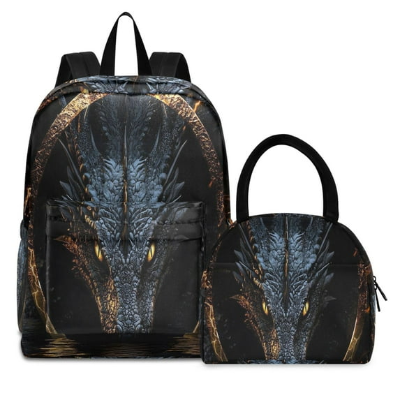 ALAZA Backpack Set Cool Artistic Dragon Elementary School Bags Student BookBag with Lunch Bag