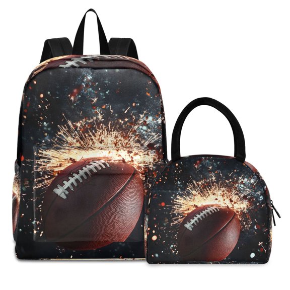 ALAZA Backpack Set Cool Football Elementary School Bags Student BookBag with Lunch Bag
