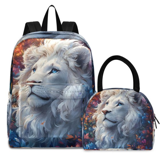 ALAZA Backpack Set Cool Lion Elementary School Bags Student BookBag with Lunch Bag