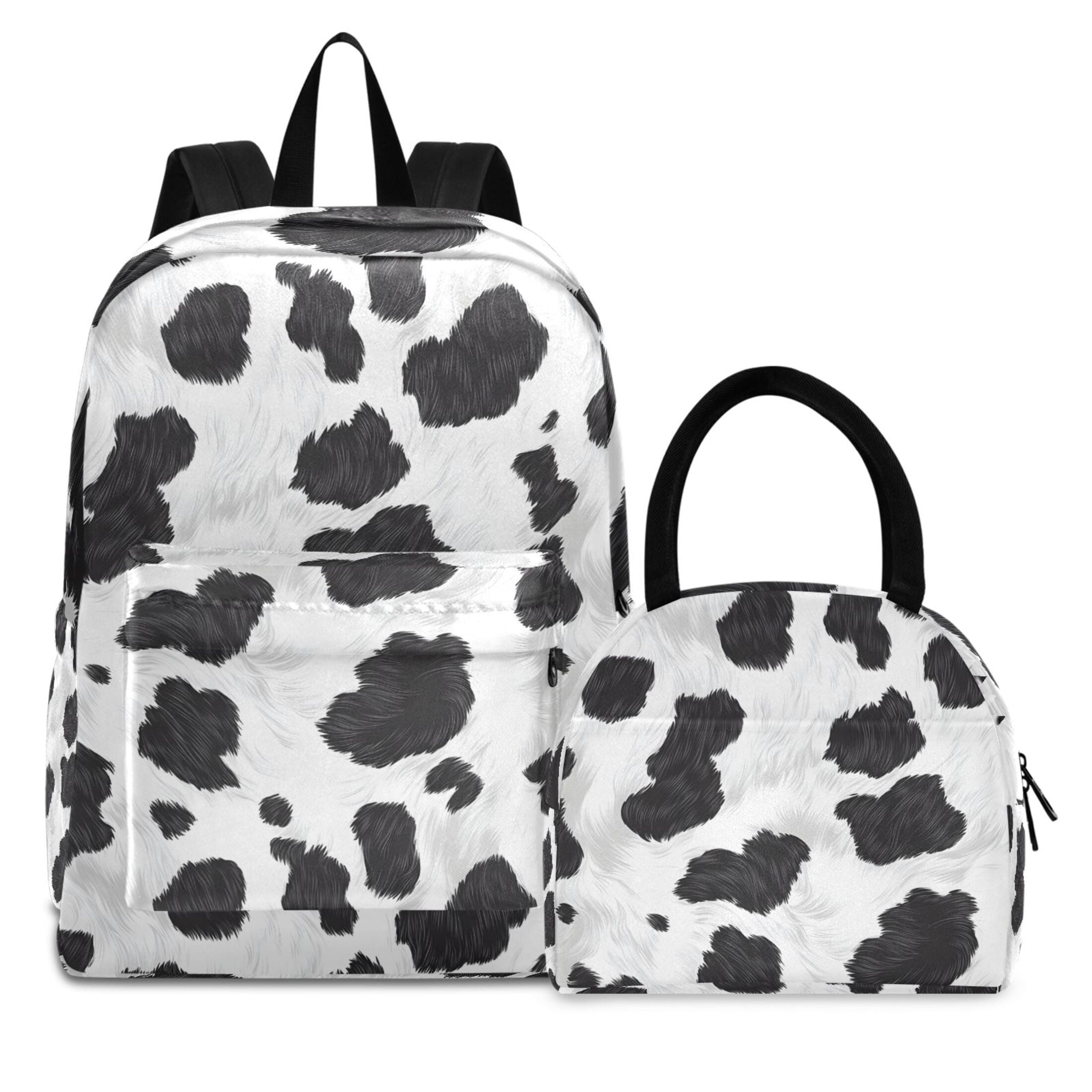 ALAZA Backpack Set Cow Print Elementary School Bags Student BookBag with Lunch Bag