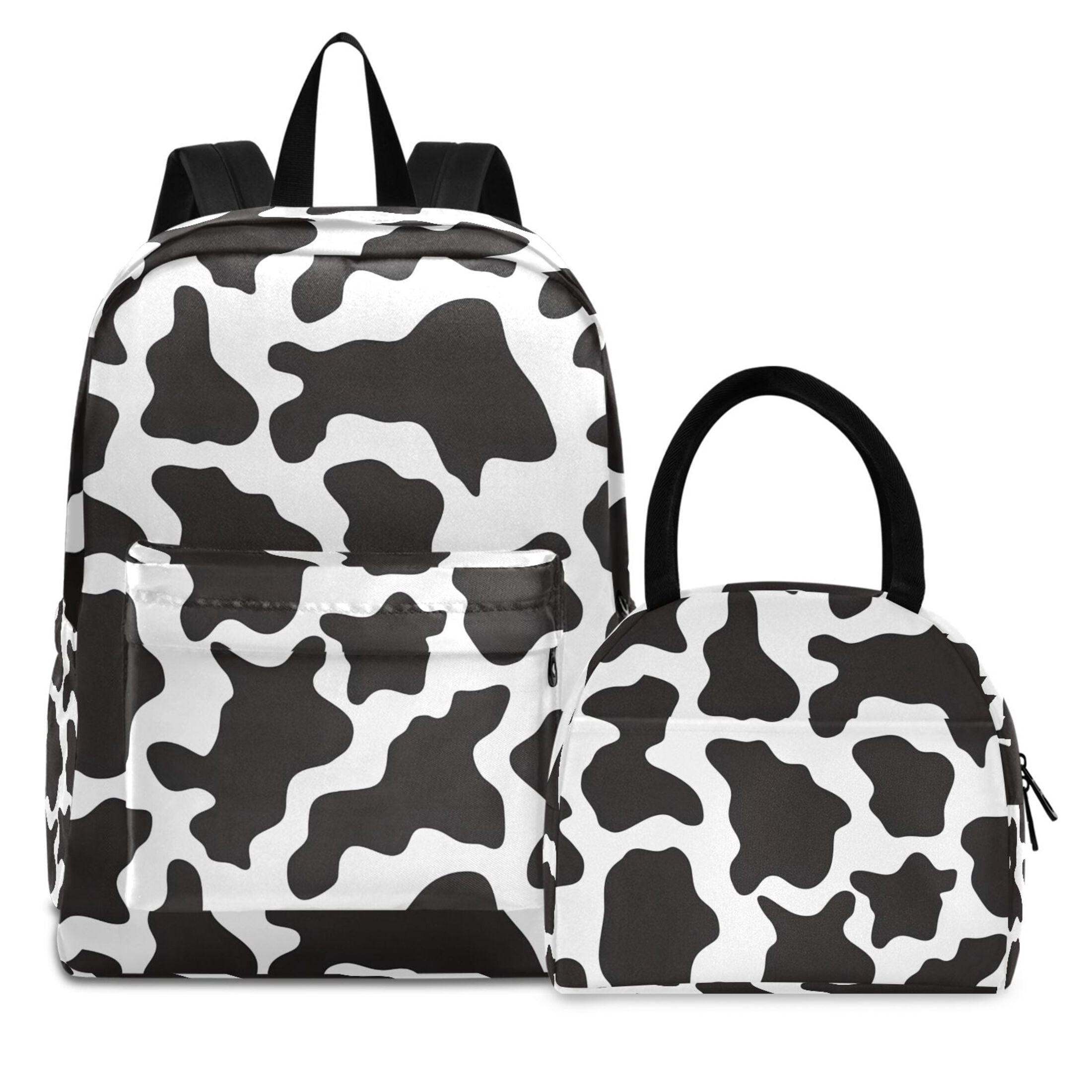 ALAZA Backpack Set Cow Print Elementary School Bags Student BookBag with Lunch Bag