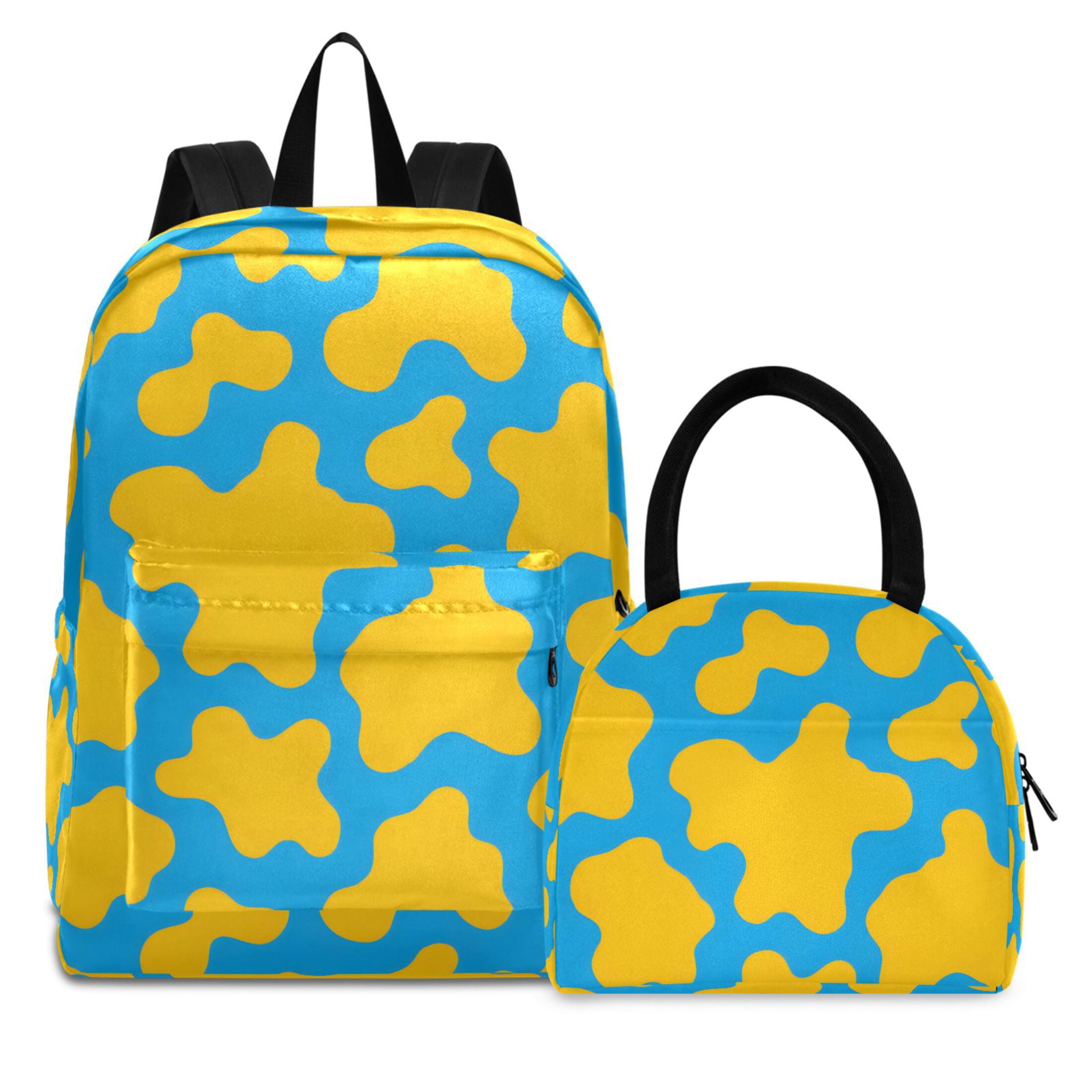ALAZA Backpack Set Cow Print Elementary School Bags Student BookBag with Lunch Bag