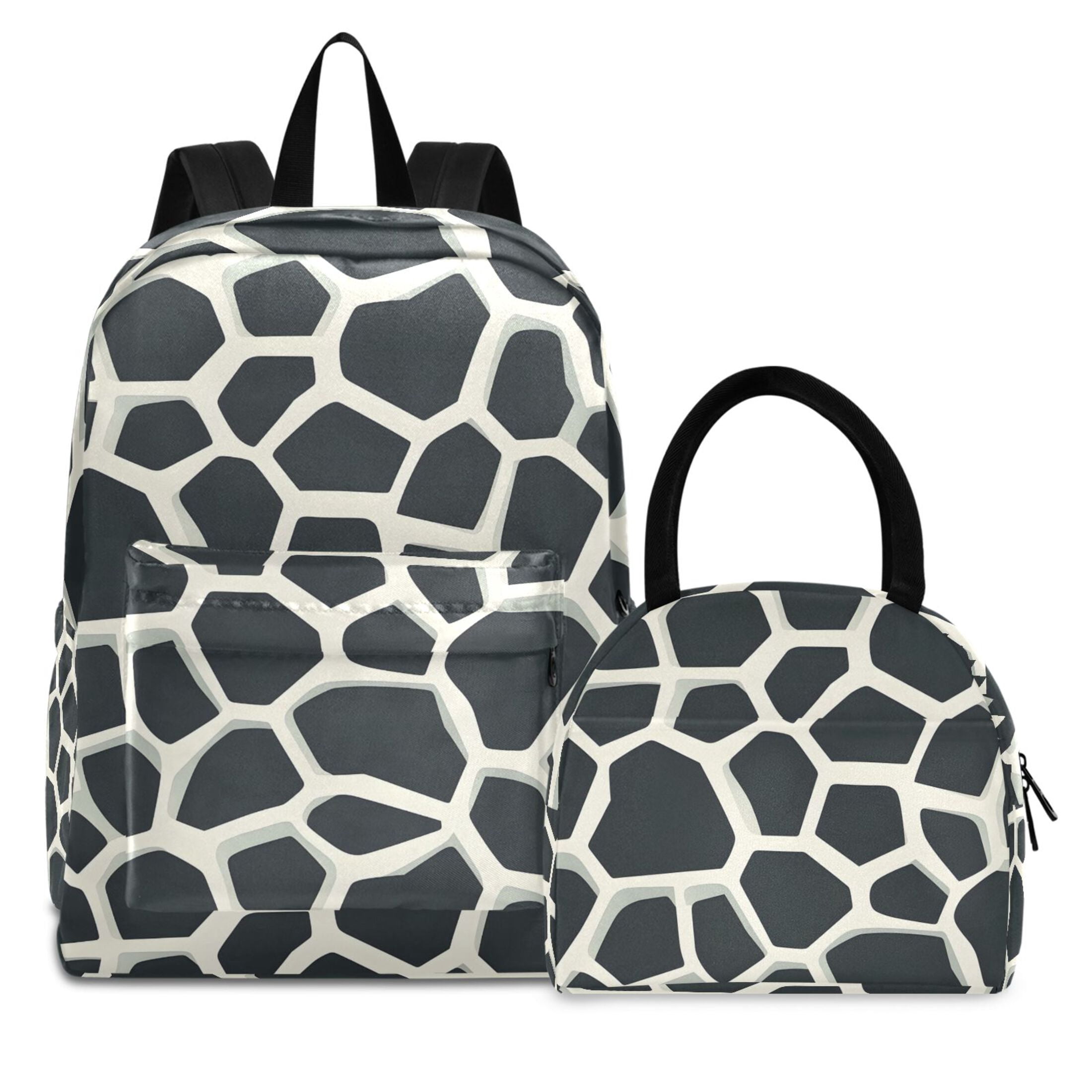 ALAZA Backpack Set Cow Print Elementary School Bags Student BookBag with Lunch Bag