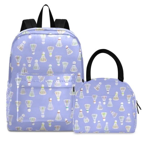 ALAZA Backpack Set Cute Badminton Purple Elementary School Bags Student BookBag with Lunch Bag