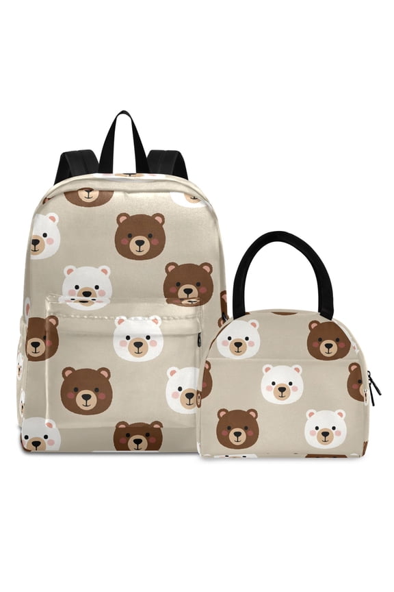 Backpack Set Cute Bears Elementary School Bags Student BookBag with Lunch Bag