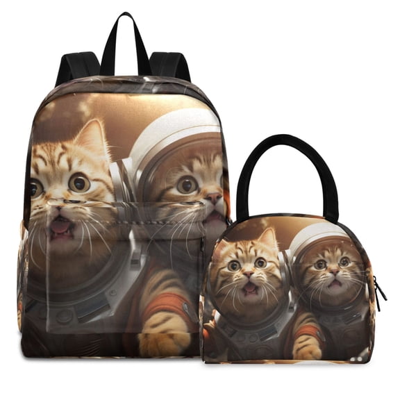 ALAZA Backpack Set Cute Cats Elementary School Bags Student BookBag with Lunch Bag