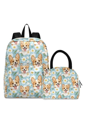 Backpack Set Cute Daisy Dogs Elementary School Bags Student BookBag with Lunch Bag