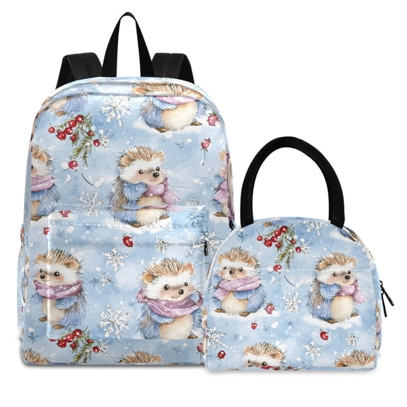 ALAZA Backpack Set Cute Hedgehog Elementary School Bags Student BookBag with Lunch Bag