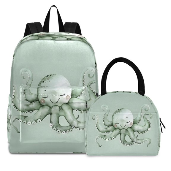ALAZA Backpack Set Cute Octopus Elementary School Bags Student BookBag with Lunch Bag