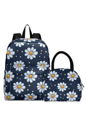 Backpack Set Daisy Floral Elementary School Bags Student BookBag with Lunch Bag