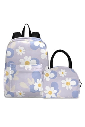Backpack Set Daisy Flowers Elementary School Bags Student BookBag with Lunch Bag