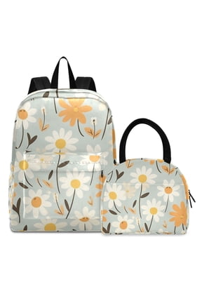 Backpack Set Daisy Flowers Elementary School Bags Student BookBag with Lunch Bag