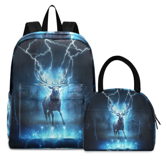 ALAZA Backpack Set Deer Cool Elementary School Bags Student BookBag with Lunch Bag
