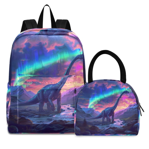 ALAZA Backpack Set Dinosaur in Beautiful Sky Elementary School Bags Student BookBag with Lunch Bag