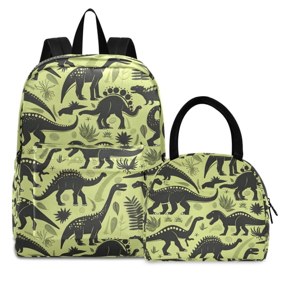 ALAZA Backpack Set Dinosaurs Forest Elementary School Bags Student BookBag with Lunch Bag