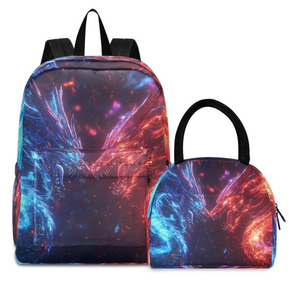 ALAZA Backpack Set Dragon Cool Elementary School Bags Student BookBag with Lunch Bag