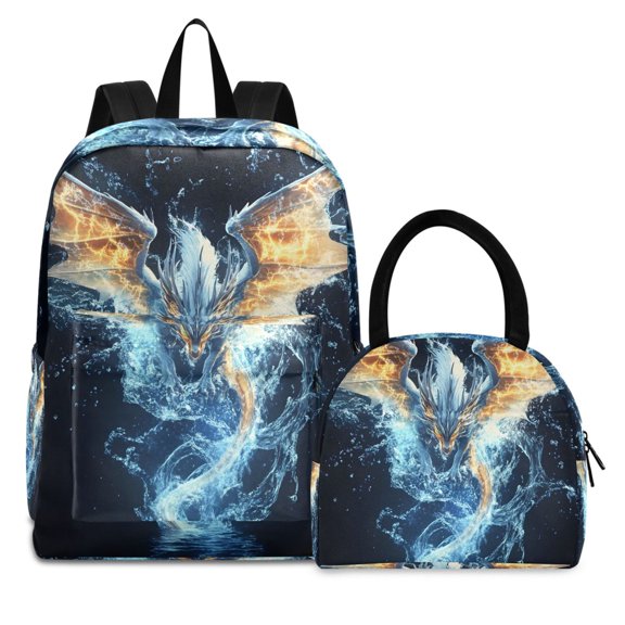 ALAZA Backpack Set Dragon Cool Style Elementary School Bags Student BookBag with Lunch Bag
