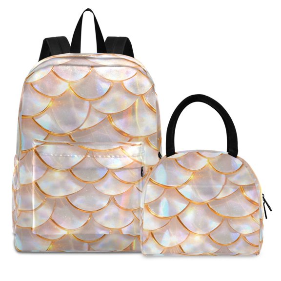 ALAZA Backpack Set Dragon Scales Elementary School Bags Student BookBag with Lunch Bag