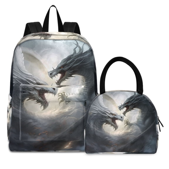 ALAZA Backpack Set Dragons Elementary School Bags Student BookBag with Lunch Bag