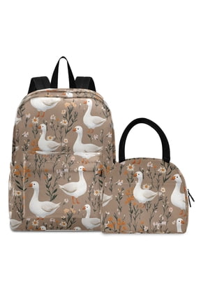Backpack Set Geese Daisy Elementary School Bags Student BookBag with Lunch Bag