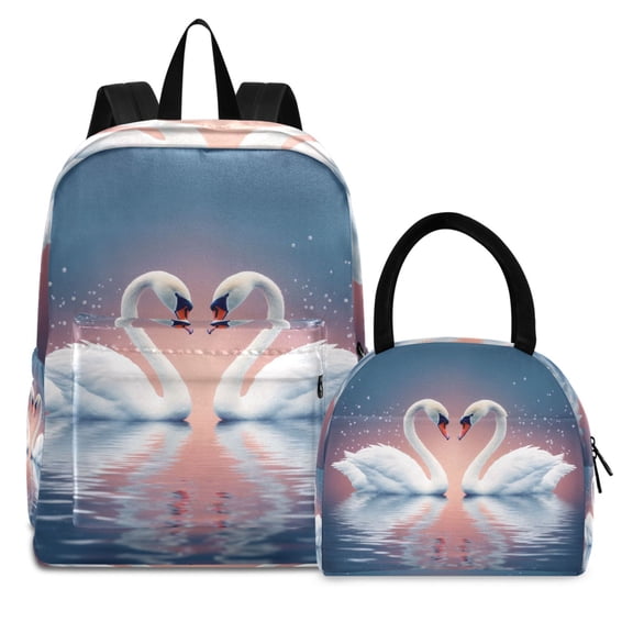 ALAZA Backpack Set Goose Couple Elementary School Bags Student BookBag with Lunch Bag