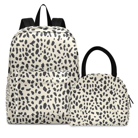 ALAZA Backpack Set Leopard Beige Elementary School Bags Student BookBag with Lunch Bag