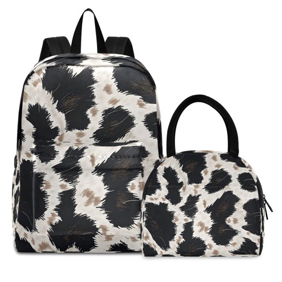 ALAZA Backpack Set Leopard Pattern Elementary School Bags Student BookBag with Lunch Bag