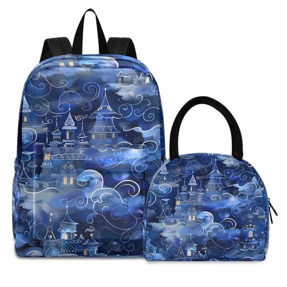 ALAZA Backpack Set Magic Castle Elementary School Bags Student BookBag with Lunch Bag