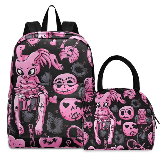 ALAZA Backpack Set Magic Ghost Elementary School Bags Student BookBag with Lunch Bag