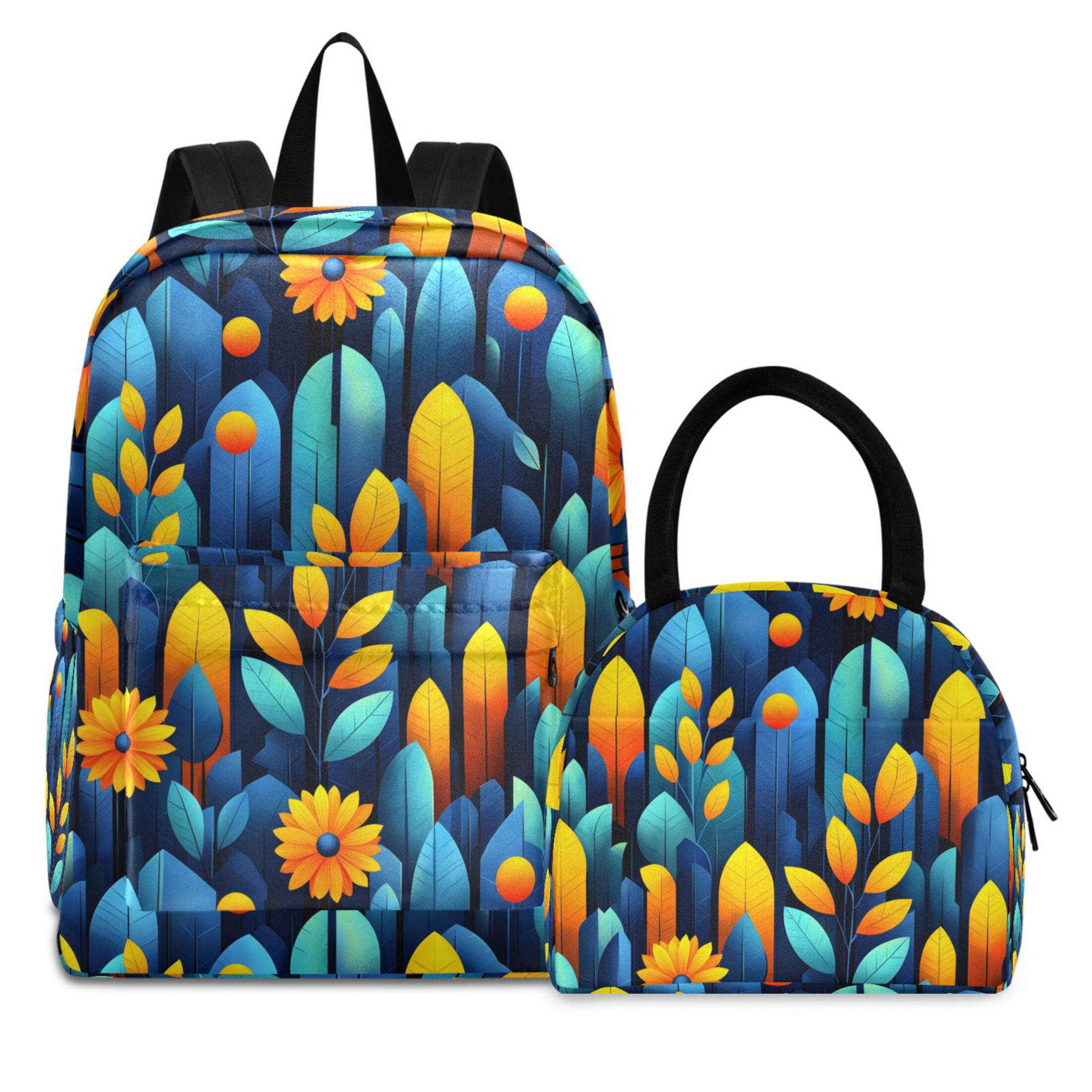 ALAZA Backpack Set Plant Leaves Elementary School Bags Student BookBag ...