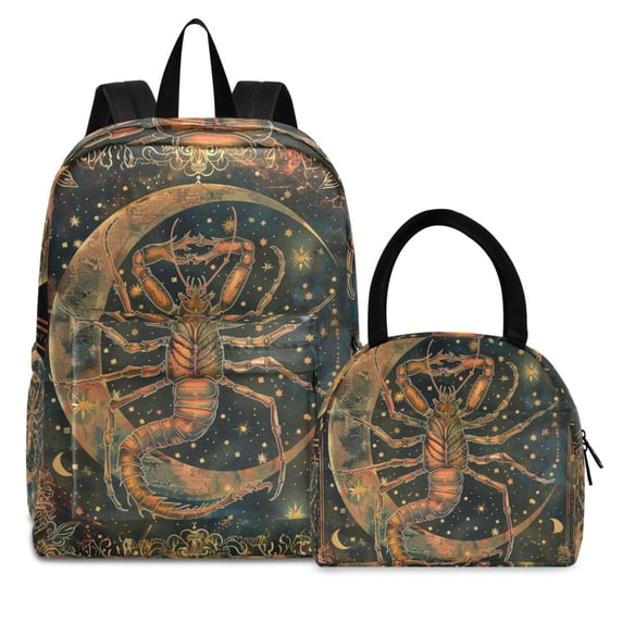 ALAZA Backpack Set Scorpio Zodiac Sign Elementary School Bags Student BookBag with Lunch Bag