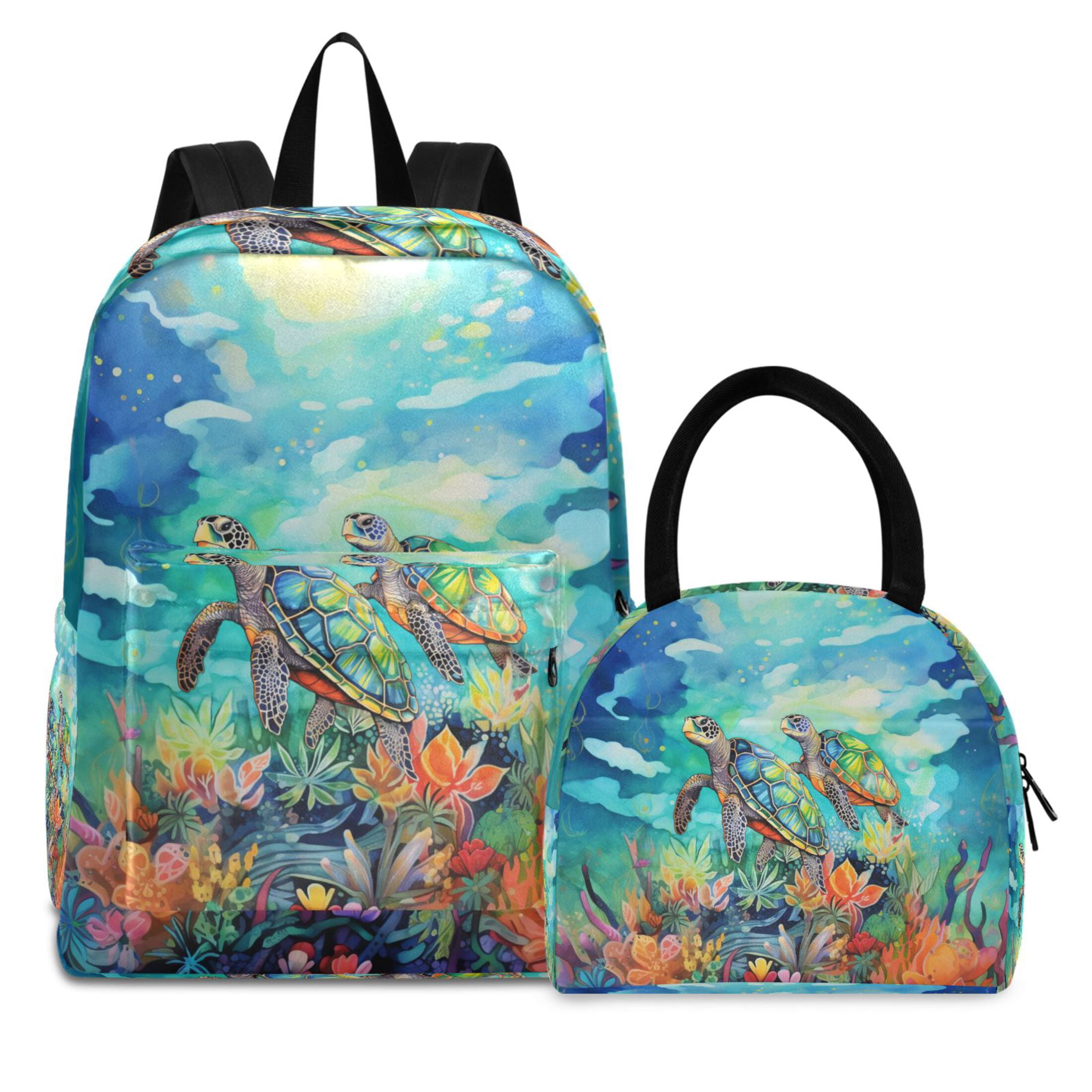 ALAZA Backpack Set Sea Turtles in Ocean Elementary School Bags Student ...