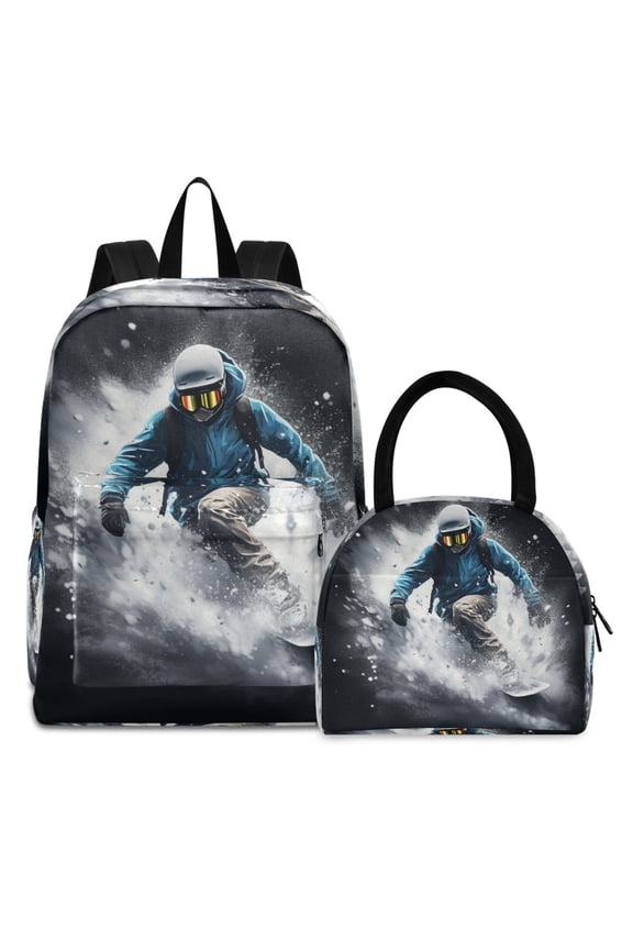 Backpack Set Skater Characters Elementary School Bags Student BookBag with Lunch Bag