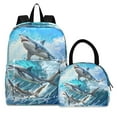 thumbnail image 1 of ALAZA Backpack Set Three Sharks with Waves Elementary School Bags Student BookBag with Lunch Bag, 1 of 6