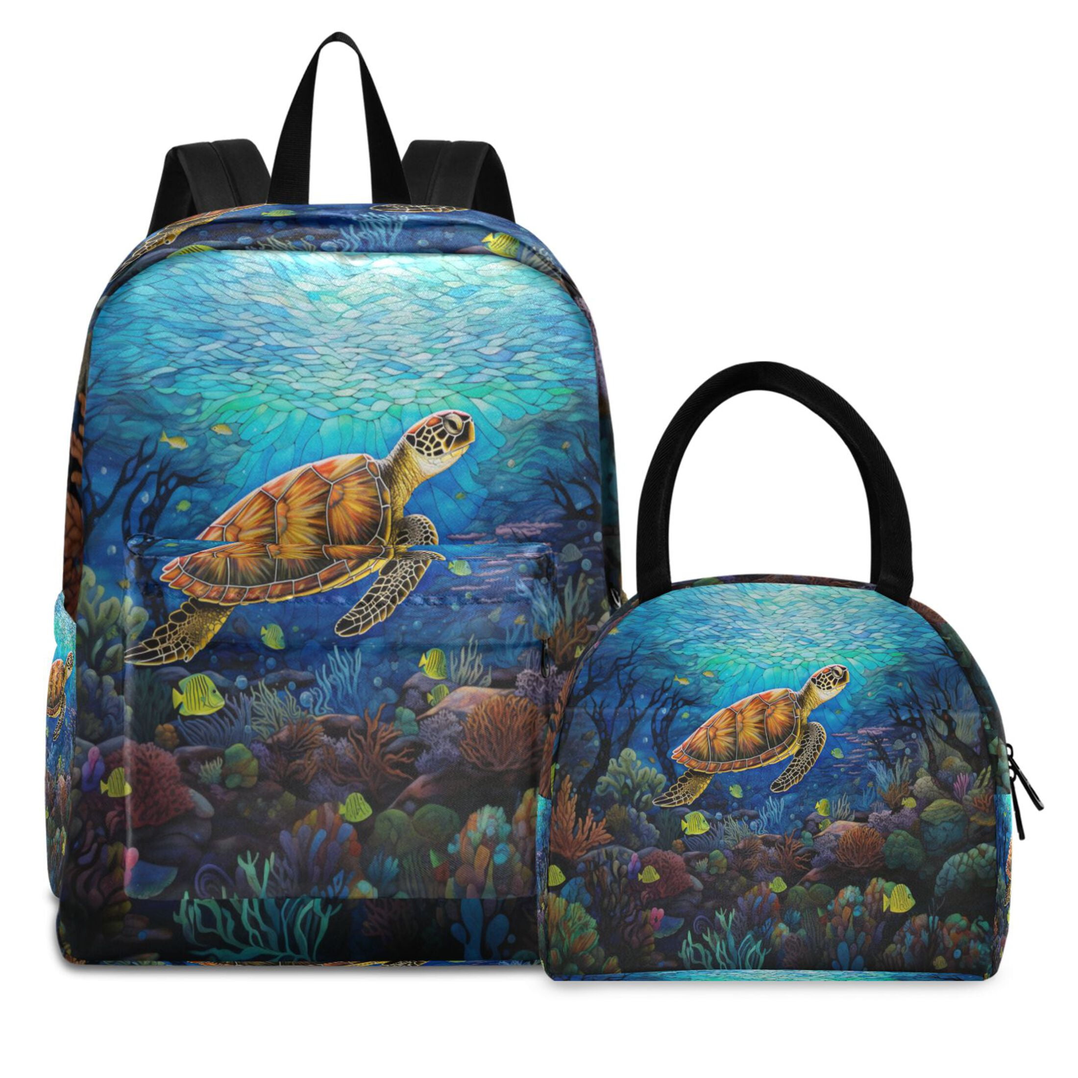 ALAZA Backpack Set Turtle in Ocean Elementary School Bags Student ...