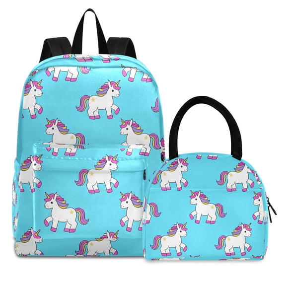 ALAZA Backpack Set Unicorn Cute Elementary School Bags Student BookBag with Lunch Bag