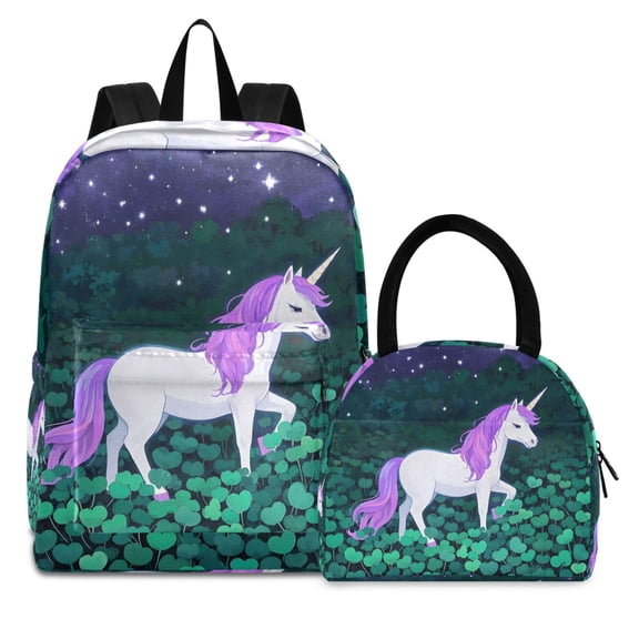 ALAZA Backpack Set Unicorn Elementary School Bags Student BookBag with Lunch Bag