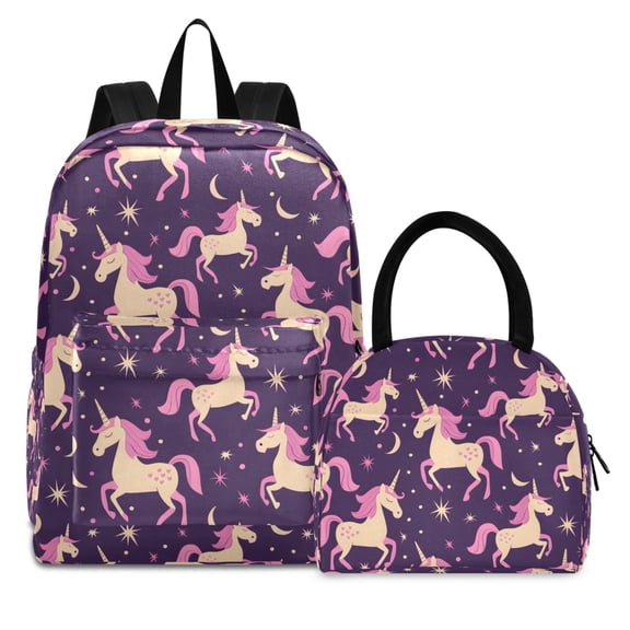 ALAZA Backpack Set Unicorn and Stars Elementary School Bags Student BookBag with Lunch Bag