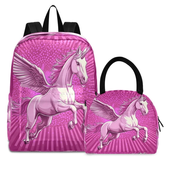 ALAZA Backpack Set Unicorn2 Elementary School Bags Student BookBag with Lunch Bag