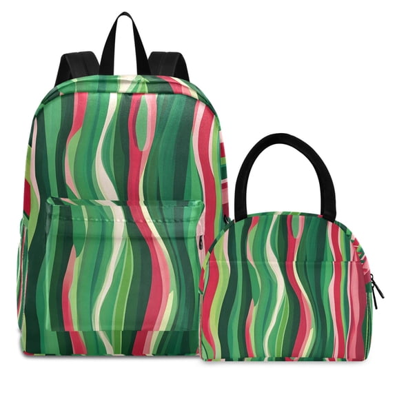 ALAZA Backpack Set Watermelon Pattern Elementary School Bags Student BookBag with Lunch Bag