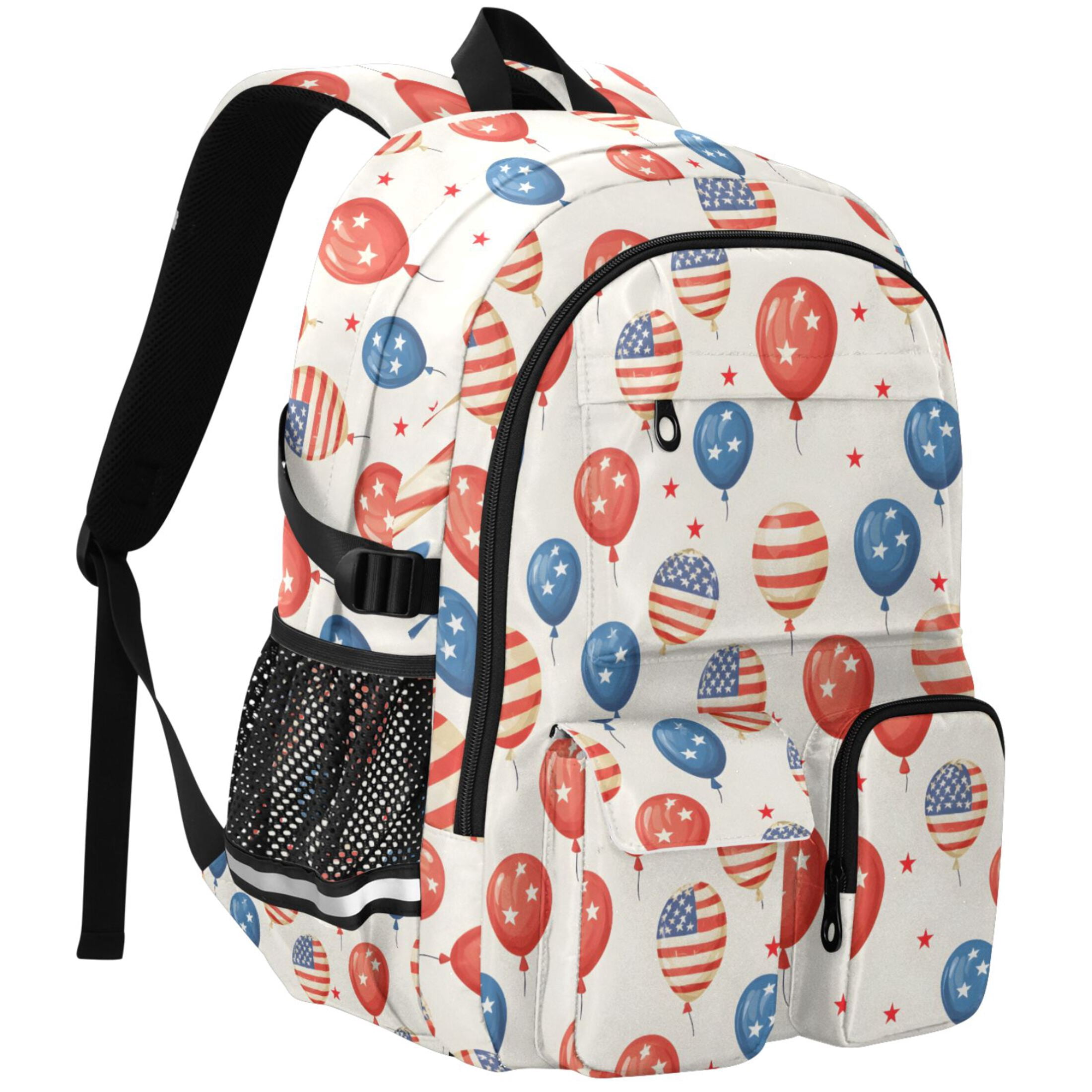 ALAZA Balloons with American Flag Print Student Backpack School Bookbag ...