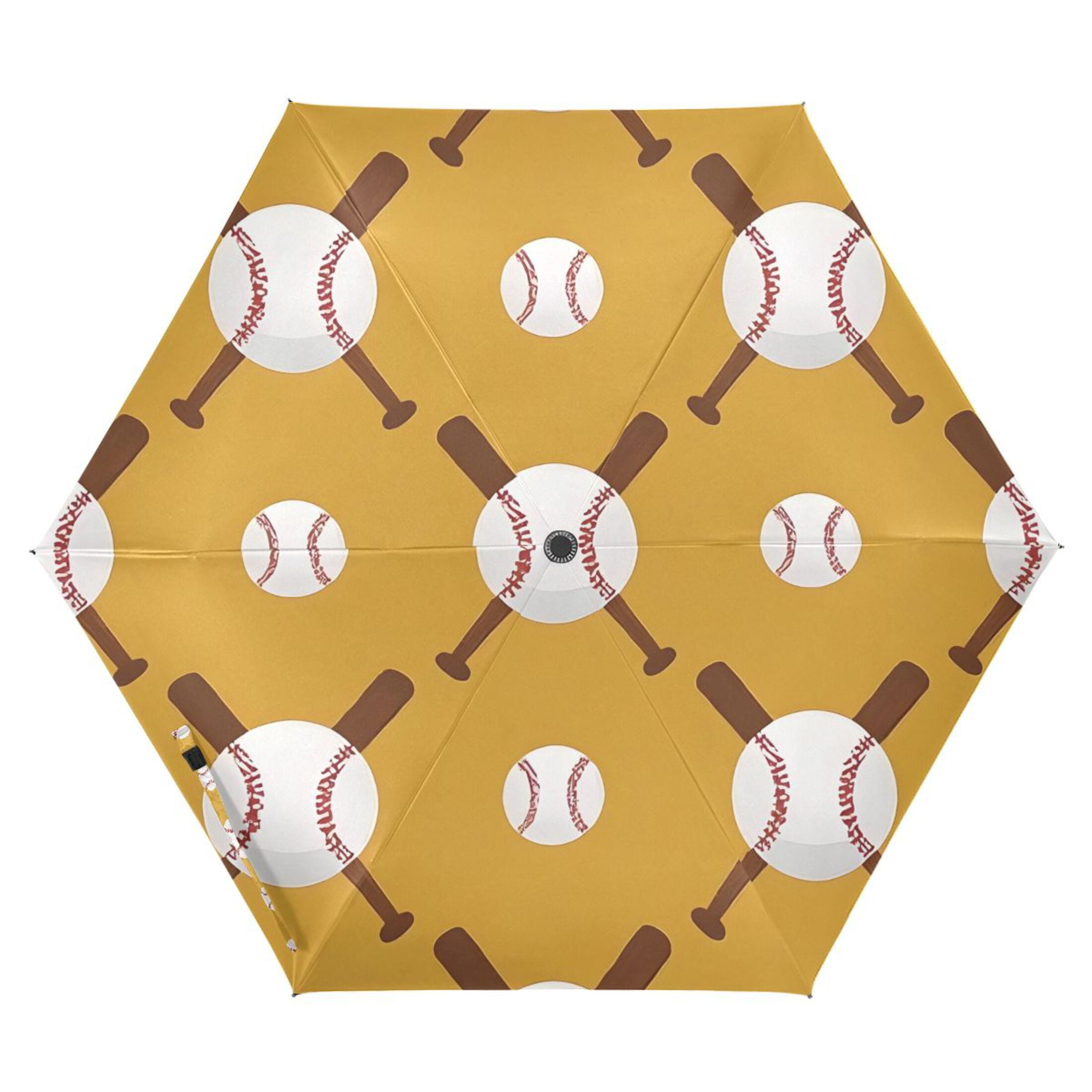 ALAZA Baseball Balls Bats UPF 50+ Compact Folding Umbrella for Rain Travel Umbrella Packable